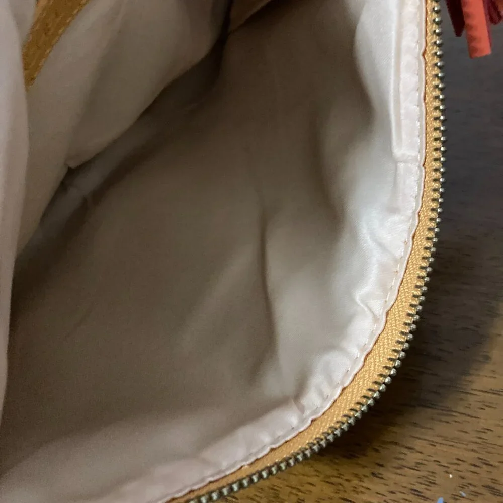 Rachel Pally Fold Over Clutch‎ Retro Orange Yellow Floral Makeup Bag